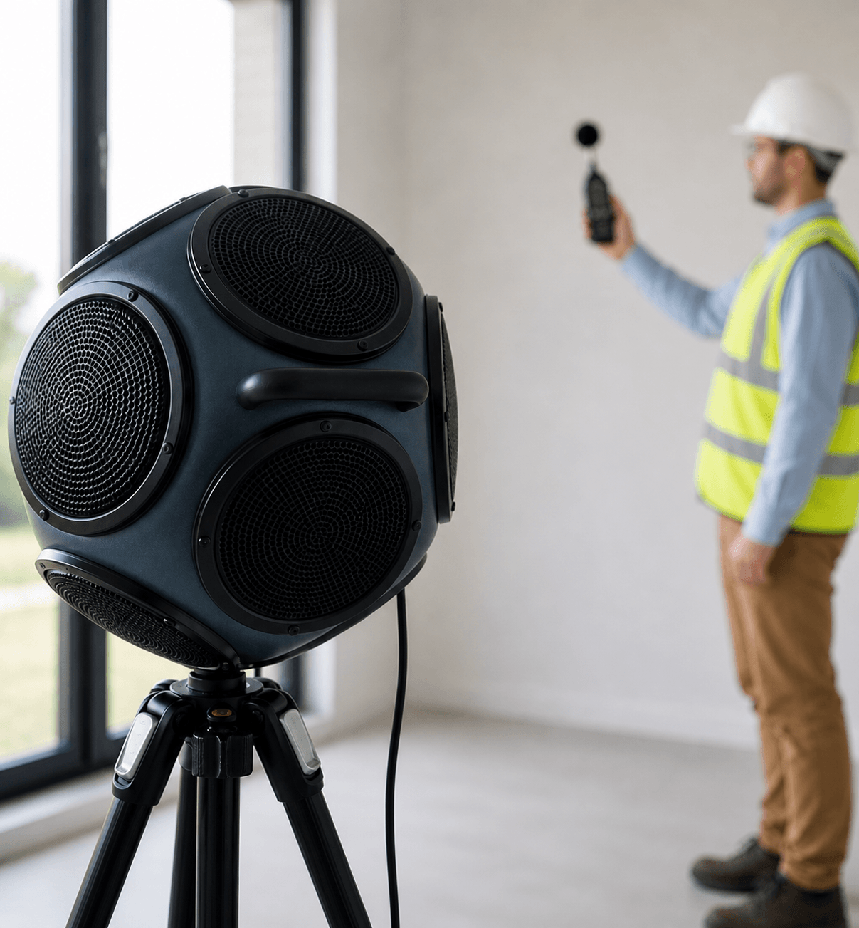 Sound insulation testing equipment in a new build